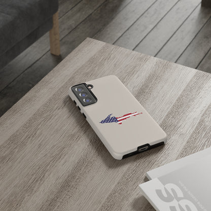 Michigan Upper Peninsula Tough Phone Case (Canvas Color w/ UP USA Flag Outline) | Samsung & Pixel Android