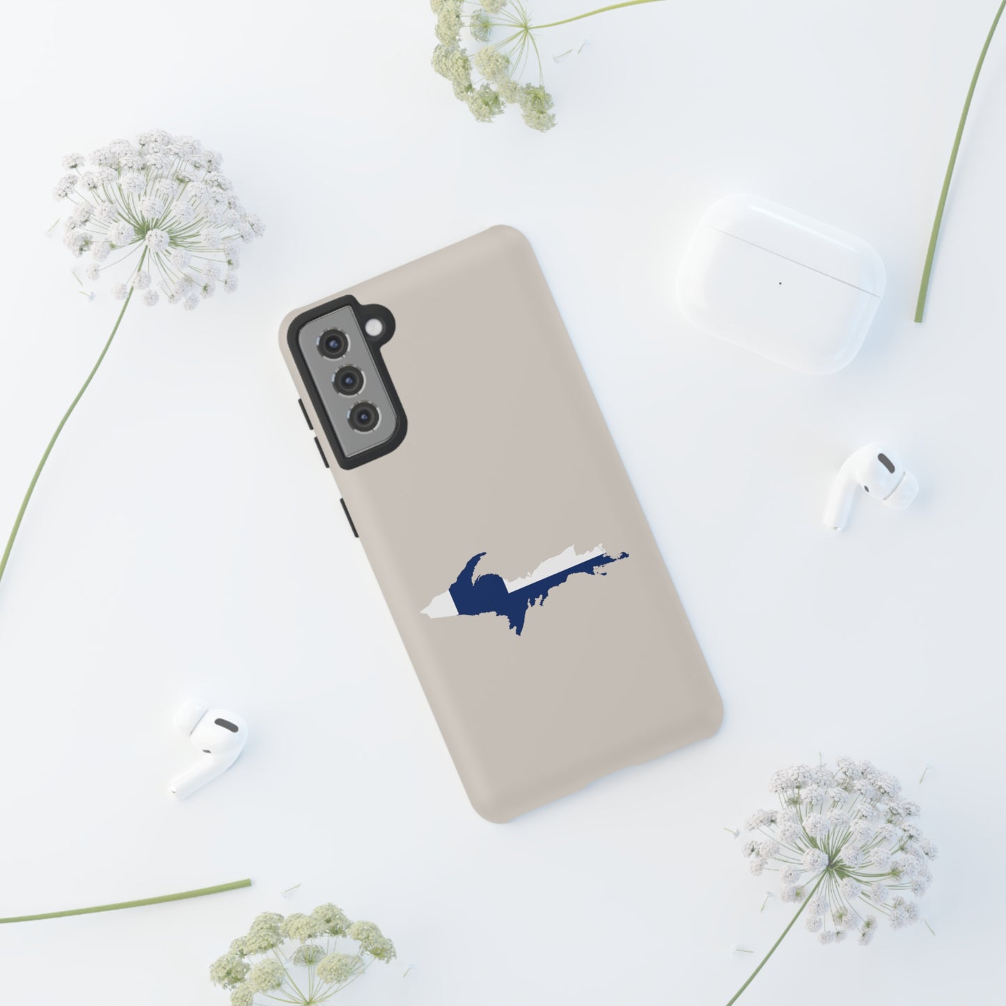 Michigan Upper Peninsula Tough Phone Case (w/ UP Finland Flag Outline) | Samsung & Pixel Android