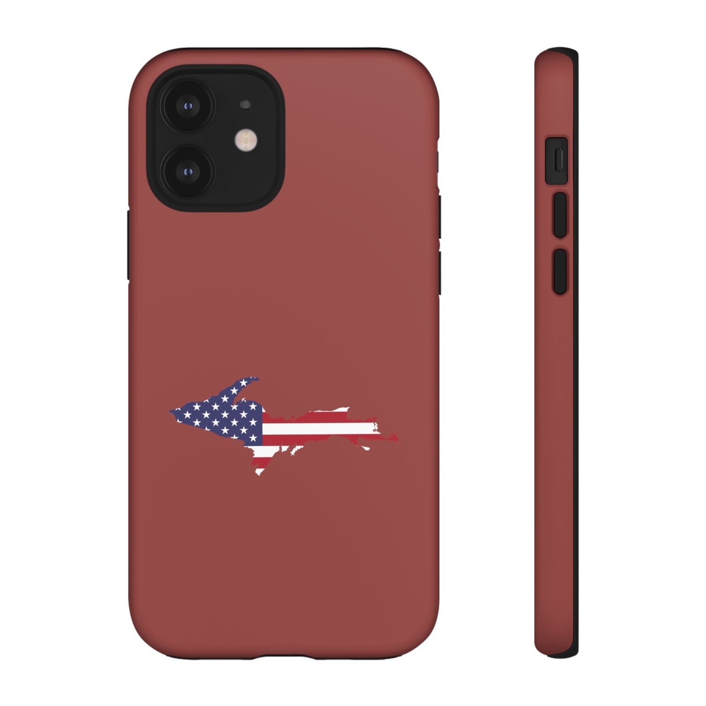 Michigan Upper Peninsula Tough Phone Case (Ore Dock Red w/ UP USA Flag Outline) | Apple iPhone