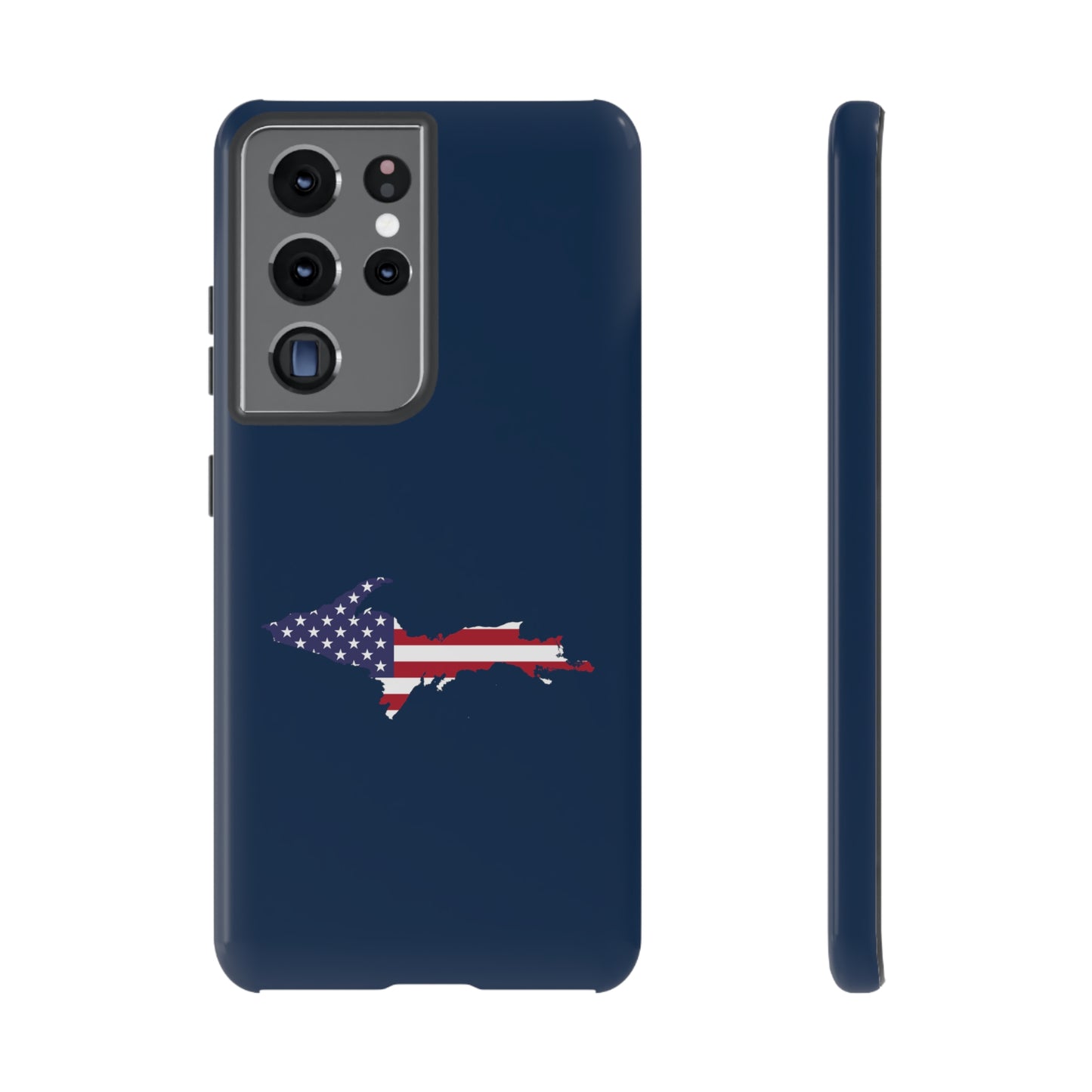 Michigan Upper Peninsula Tough Phone Case (Navy w/ UP USA Flag Outline) | Samsung & Pixel Android