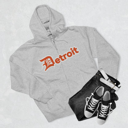 'Detroit' Hoodie (Maple Leaf Orange w/ Old English 'D') | Unisex Full Zip