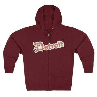 'Detroit' Hoodie (Copper w/ Old English 'D') | Unisex Full Zip