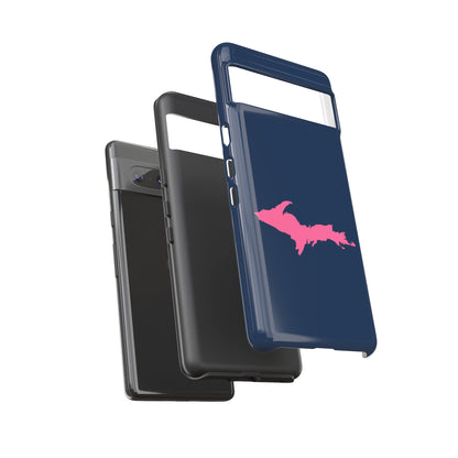 Michigan Upper Peninsula Tough Phone Case (Navy w/ Pink UP Outline) | Samsung & Pixel Android