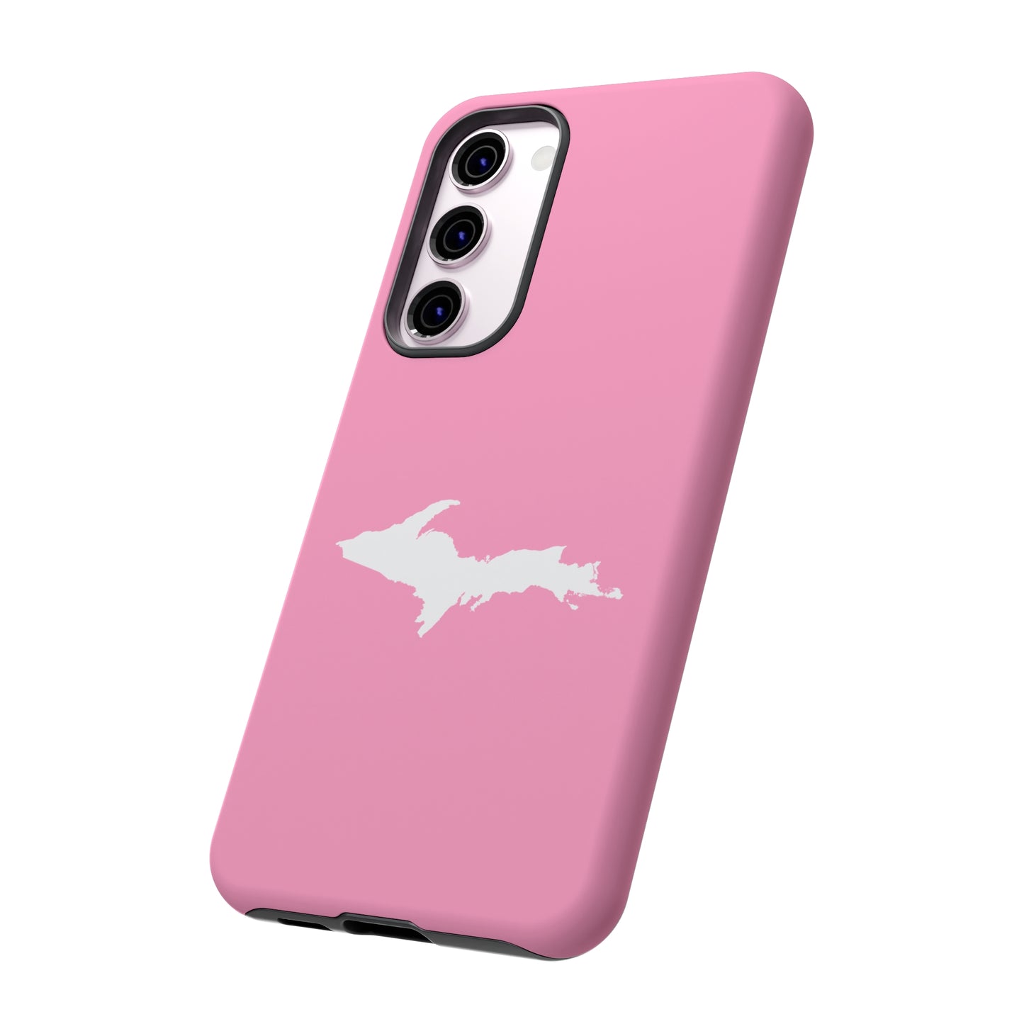 Michigan Upper Peninsula Tough Phone Case ('67 Caddie Pink w/ UP Outline) | Samsung & Pixel Android