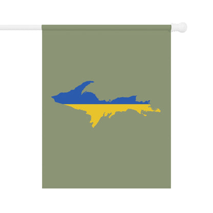 Michigan Upper Peninsula Home & Garden Flag (w/ UP Ukraine Flag) | Beachgrass Green