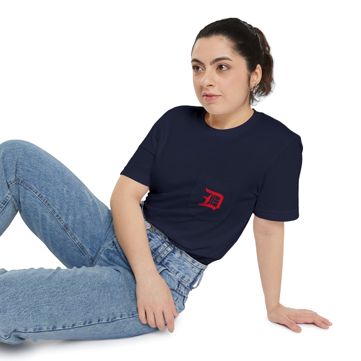 Detroit 'Old English D' Pocket T-Shirt (Aliform Red) | Unisex Standard