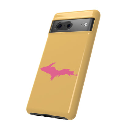 Michigan Upper Peninsula Tough Phone Case (Citrine w/ Pink UP Outline) | Samsung & Pixel Android