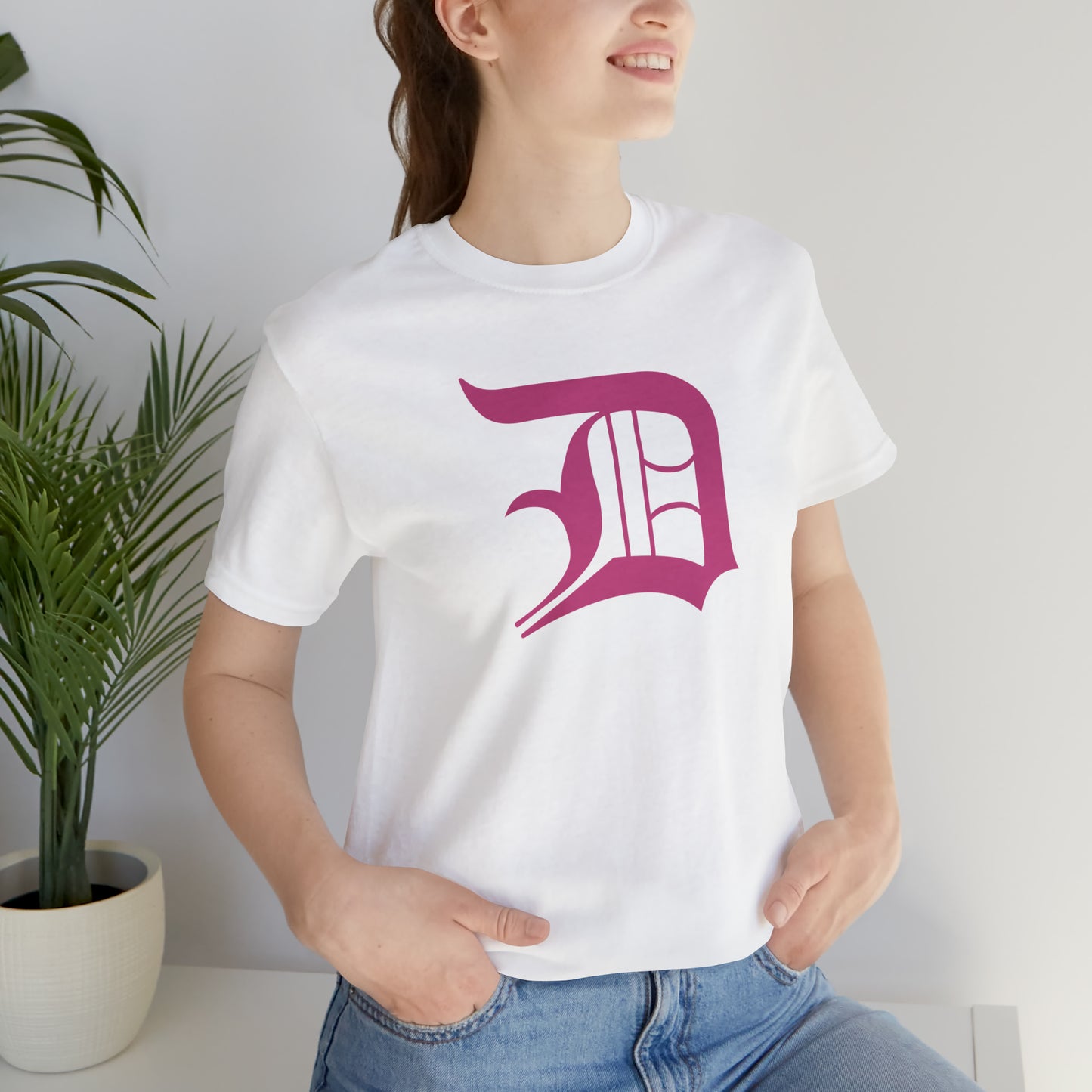 Detroit 'Old English D' T-Shirt (Apple Blossom Pink) | Unisex Standard