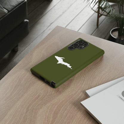 Michigan Upper Peninsula Tough Phone Case (Army Green w/ UP Outline) | Samsung & Pixel Android