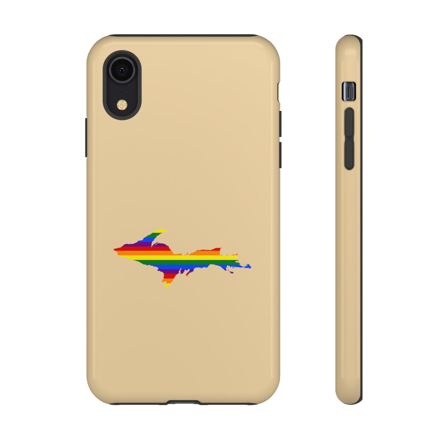 Michigan Upper Peninsula Tough Phone Case (Maple Color w/ UP Pride Flag Outline) | Apple iPhone