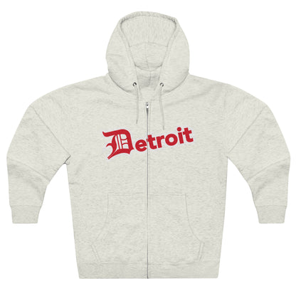 'Detroit' Hoodie (Aliform Red w/ Old English 'D') | Unisex Full Zip