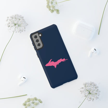 Michigan Upper Peninsula Tough Phone Case (Navy w/ Pink UP Outline) | Samsung & Pixel Android