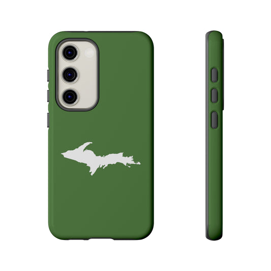 Michigan Upper Peninsula Tough Phone Case (Pine Green w/ UP Outline) | Samsung & Pixel Android