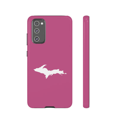 Michigan Upper Peninsula Tough Phone Case (Apple Blossom Pink w/ UP Outline) | Samsung & Pixel Android