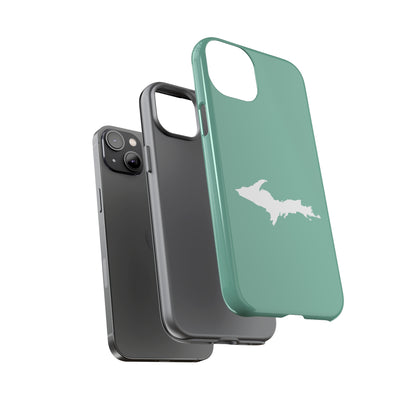 Michigan Upper Peninsula Tough Phone Case ('64 Metallic Mint Green w/ UP Outline) | Apple iPhone