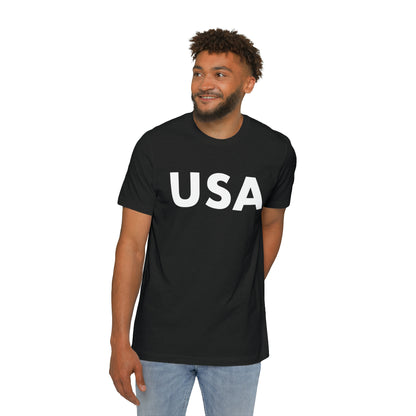 'USA' T-Shirt (Geometric Sans Font) | Made in USA