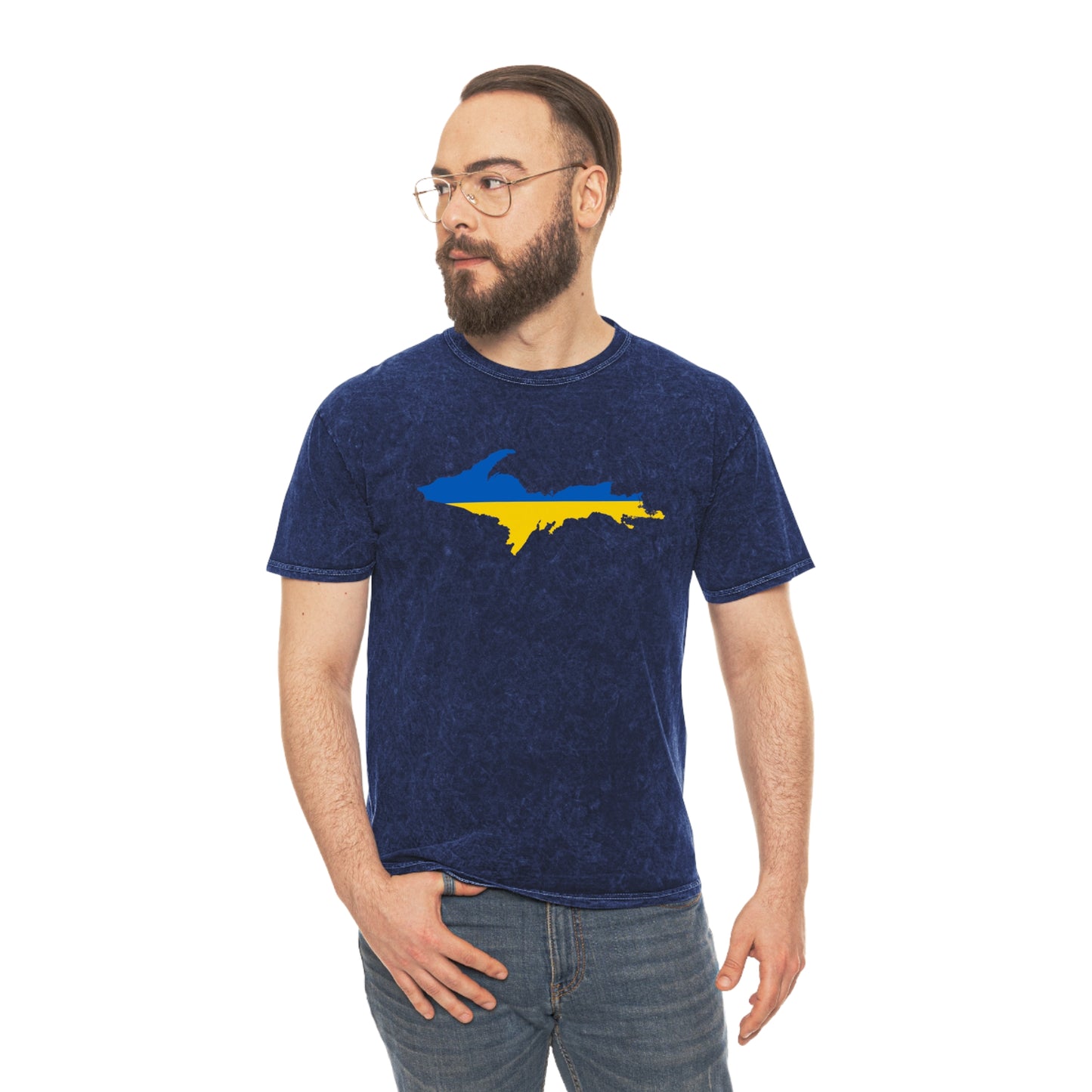 Michigan Upper Peninsula T-Shirt (w/ UP Ukraine Flag) | Unisex Mineral Wash