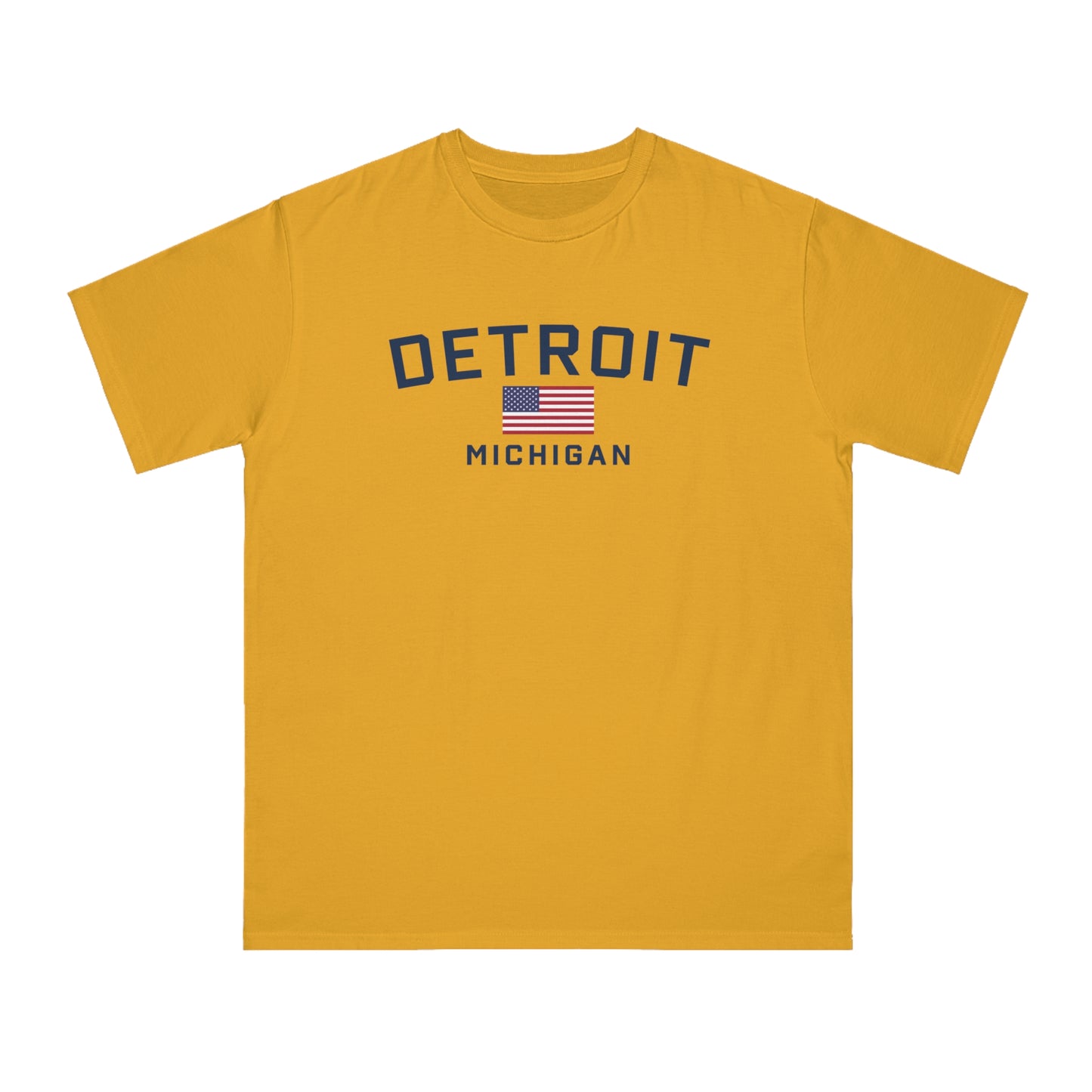 'Detroit Michigan' T-Shirt (w/ USA Flag) | Organic Unisex