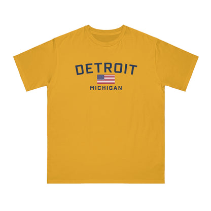 'Detroit Michigan' T-Shirt (w/ USA Flag) | Organic Unisex