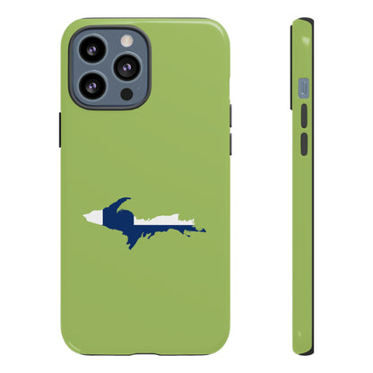 Michigan Upper Peninsula Tough Phone Case (Gooseberry Green w/ UP Finland Flag Outline) | Apple iPhone