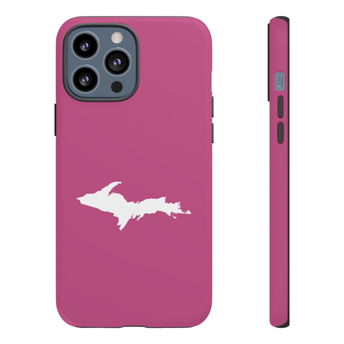 Michigan Upper Peninsula Tough Phone Case (Apple Blossom Pink w/ UP Outline) | Apple iPhone