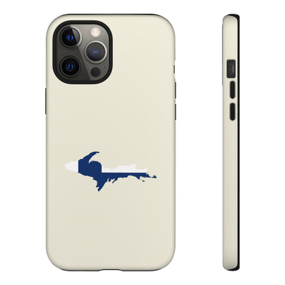 Michigan Upper Peninsula Tough Phone Case (Ivory Color w/ UP Finland Flag Outline) | Apple iPhone