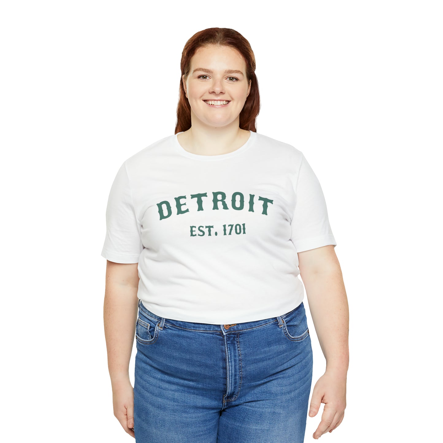 'Detroit EST. 1701' T-Shirt (Copper Green Ballpark Font) | Unisex Standard