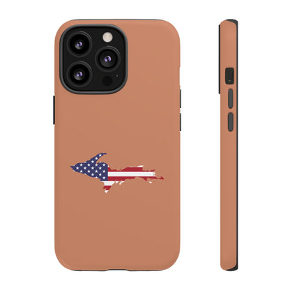 Michigan Upper Peninsula Tough Phone Case (Copper Color w/ UP USA Flag Outline) | Apple iPhone