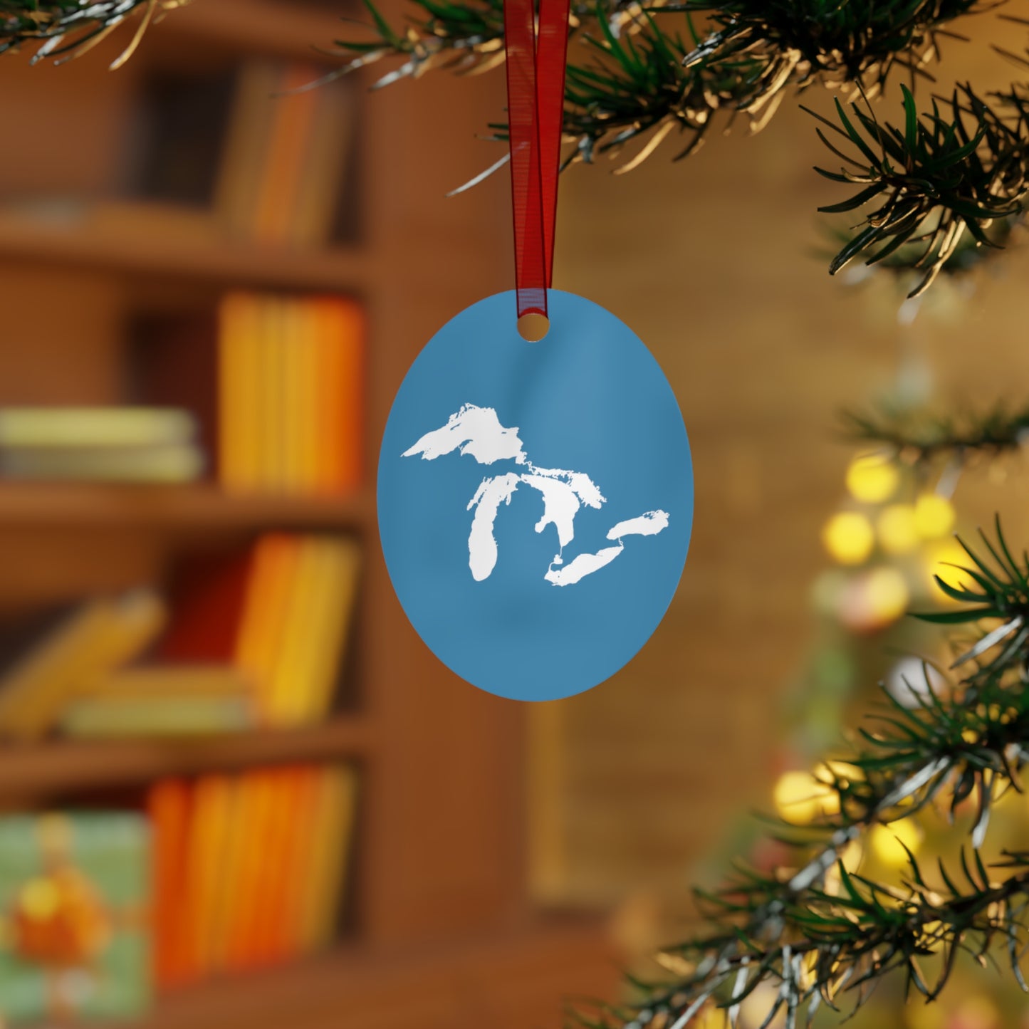 Great Lakes Christmas Ornament | Metal - Lake Michigan Blue