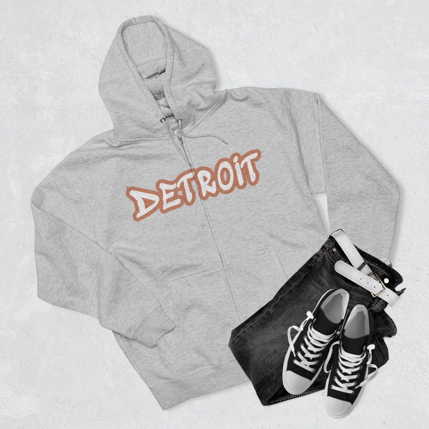 'Detroit' Hoodie (Copper Tag Font) | Unisex Full Zip