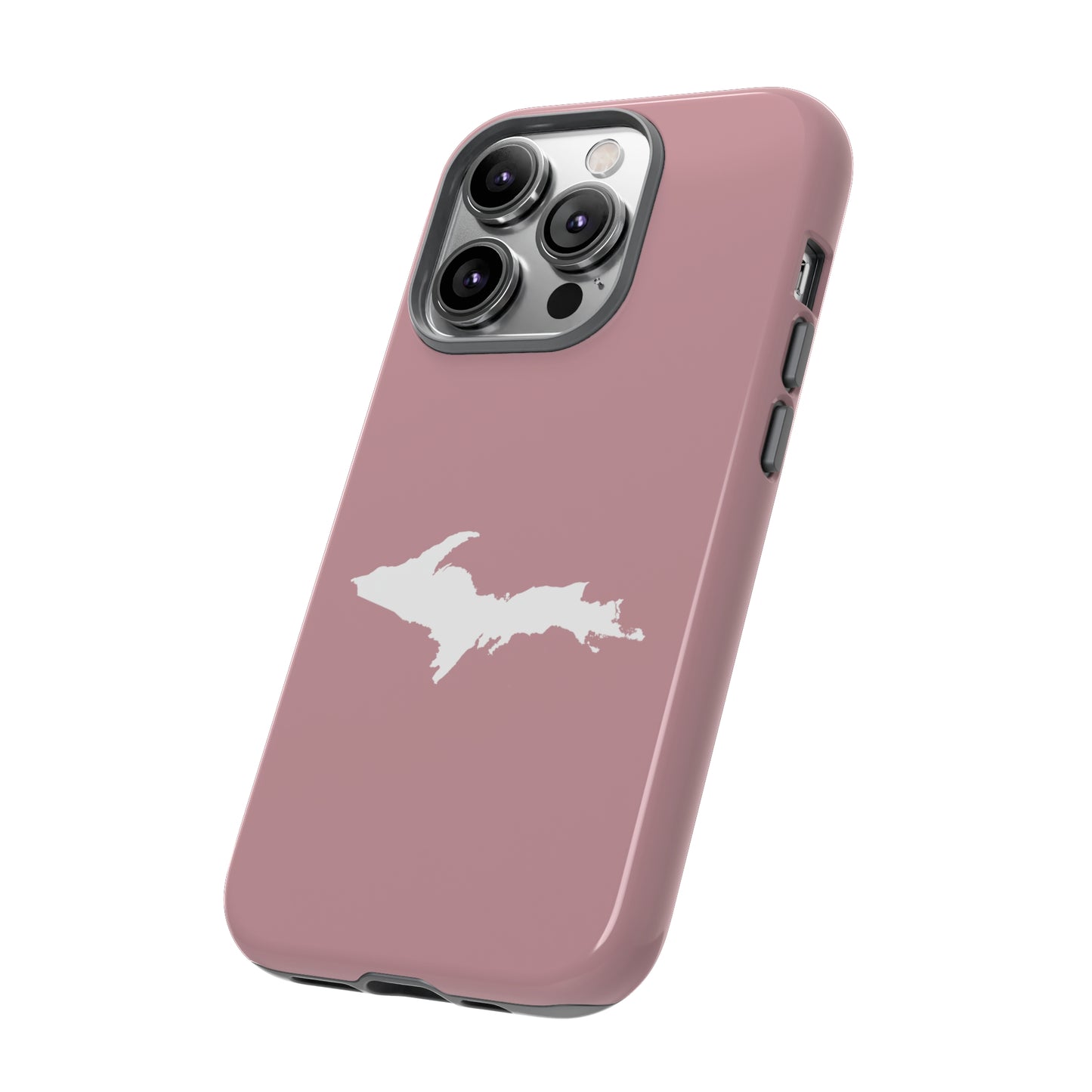 Michigan Upper Peninsula Tough Phone Case (Cherry Blossom Pink w/ UP Outline) | Apple iPhone