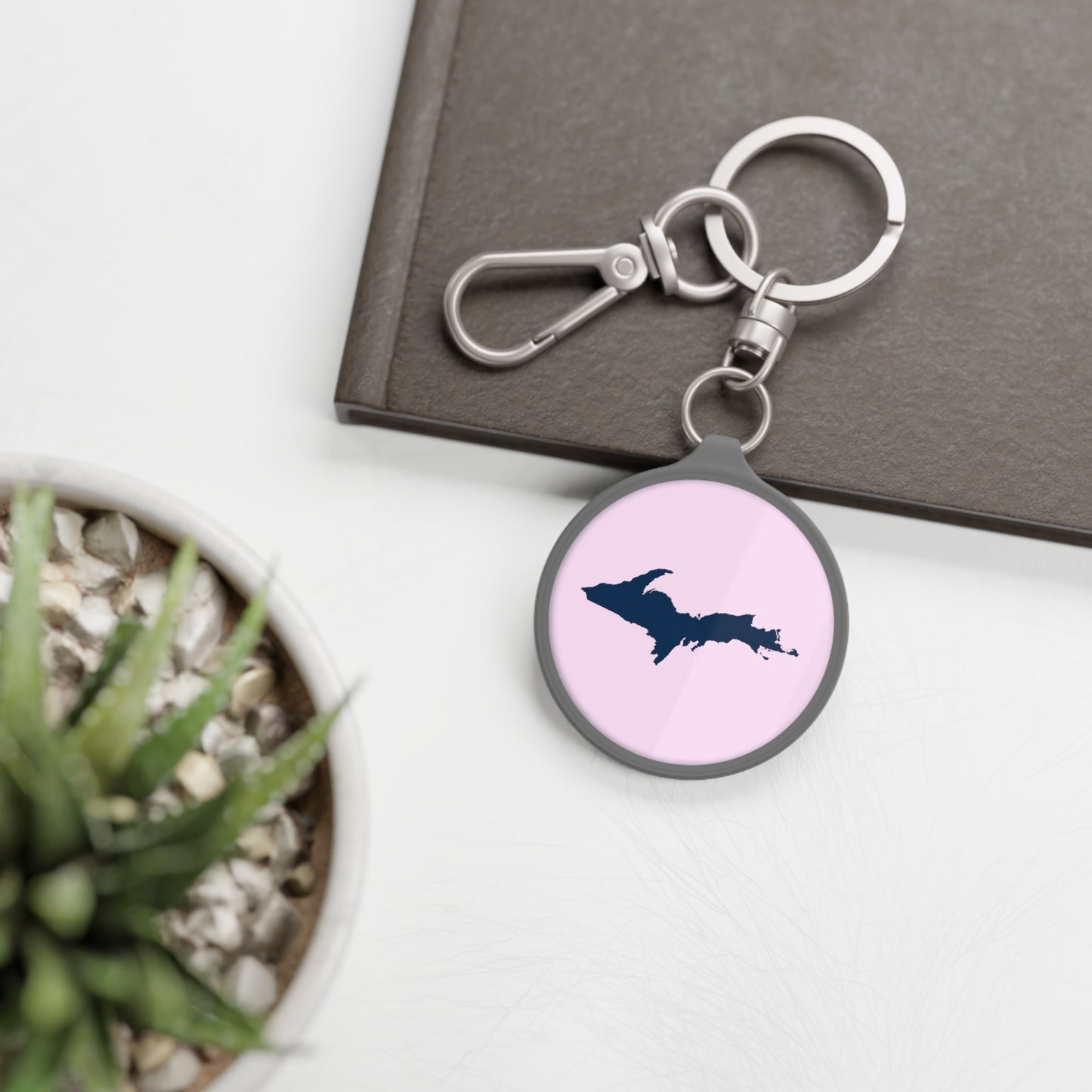 Michigan Upper Peninsula Keyring (w/ Navy UP Outline) | Pale Lavender