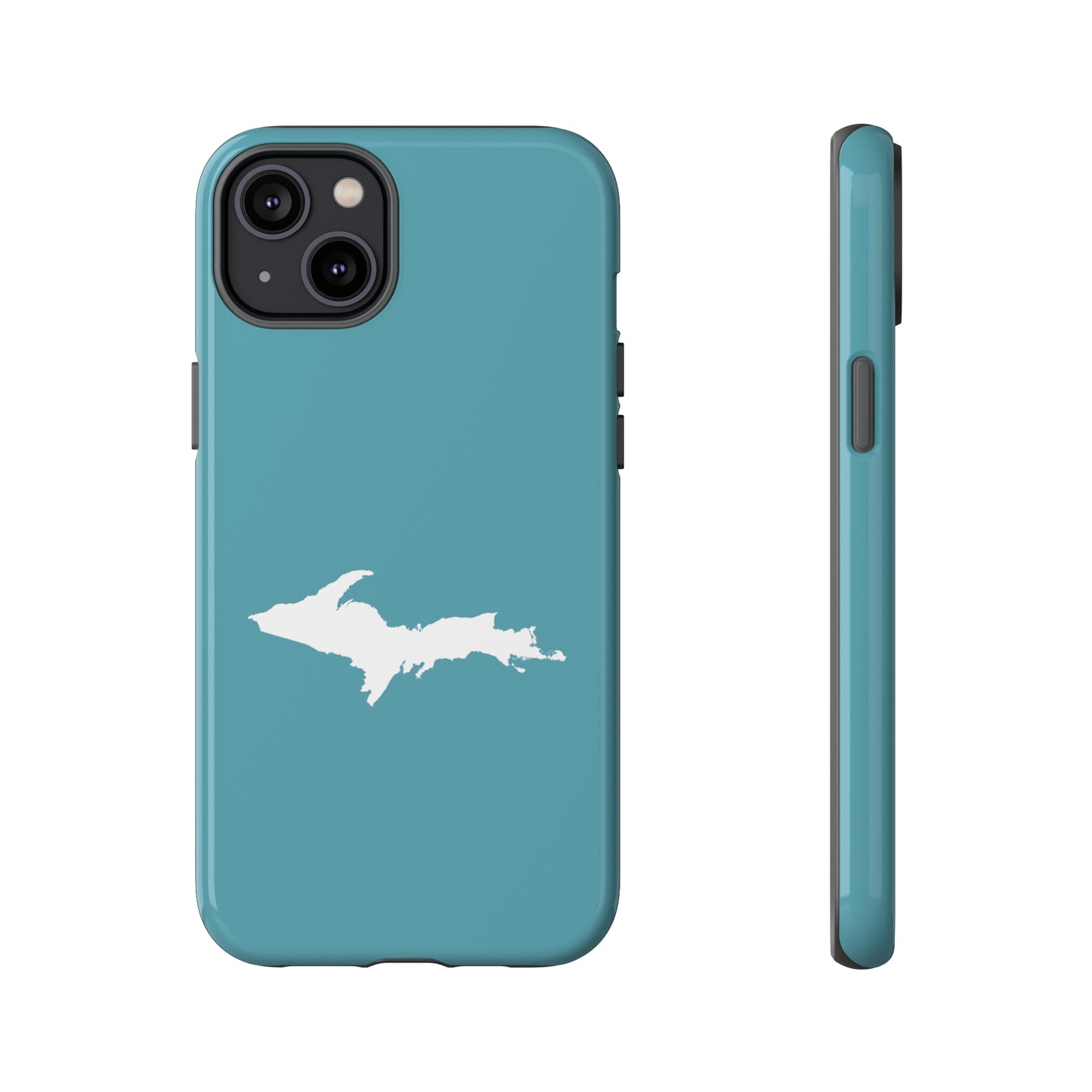 Michigan Upper Peninsula Tough Phone Case (Lake Huron Blue w/ UP Outline) | Apple iPhone