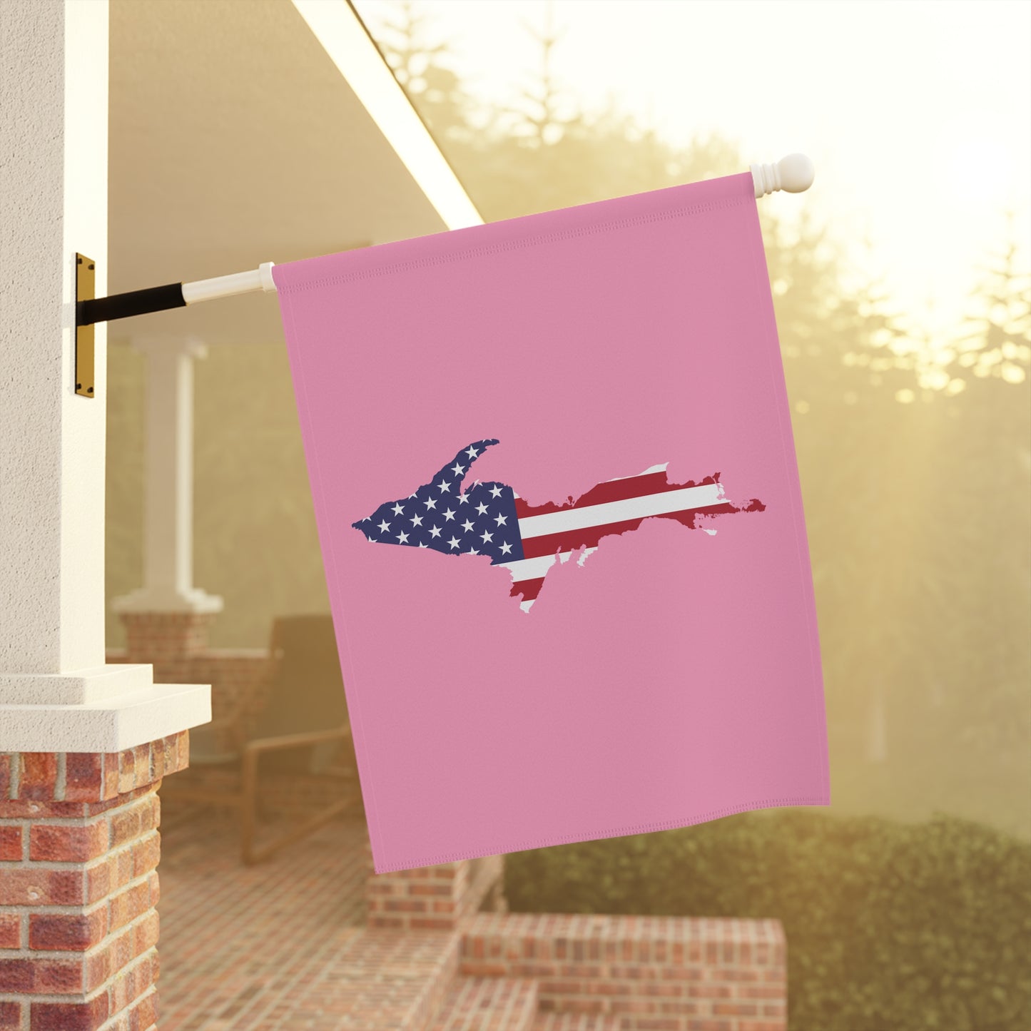 Michigan Upper Peninsula Home & Garden Flag (w/ UP USA Flag) | '67 Caddie Pink