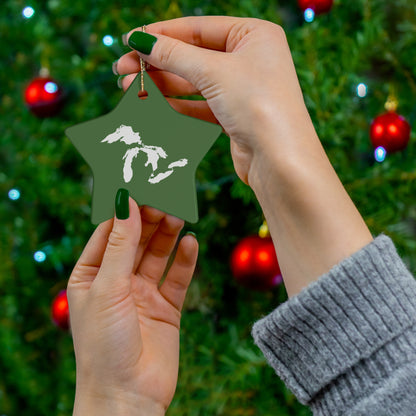 Great Lakes Christmas Ornament (Pine Green) | Ceramic - 4 Shapes