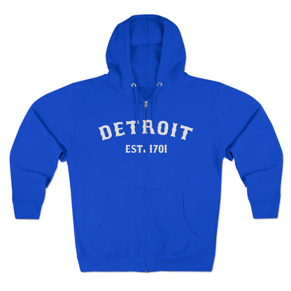 'Detroit EST. 1701' Hoodie (Ballpark Font) | Unisex Full Zip