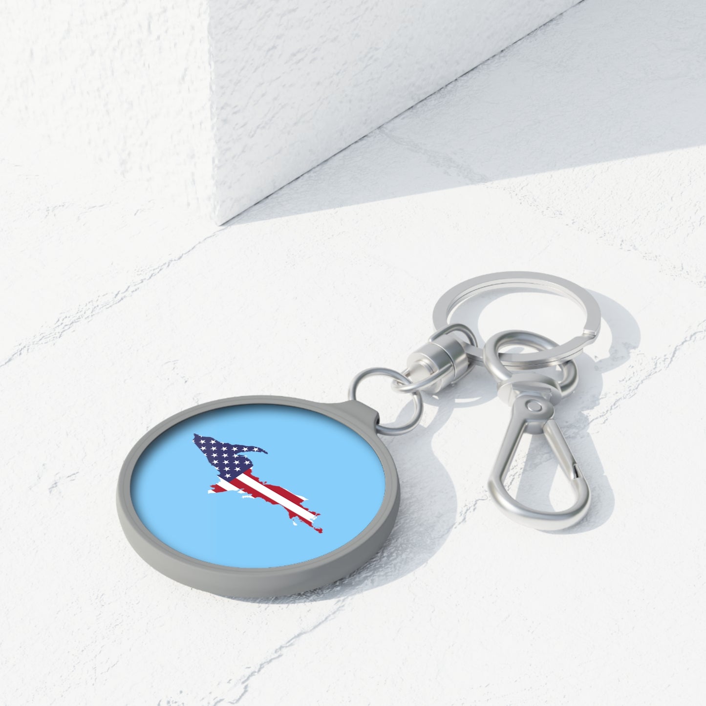 Michigan Upper Peninsula Keyring (w/ UP USA Flag) | DTW Blue