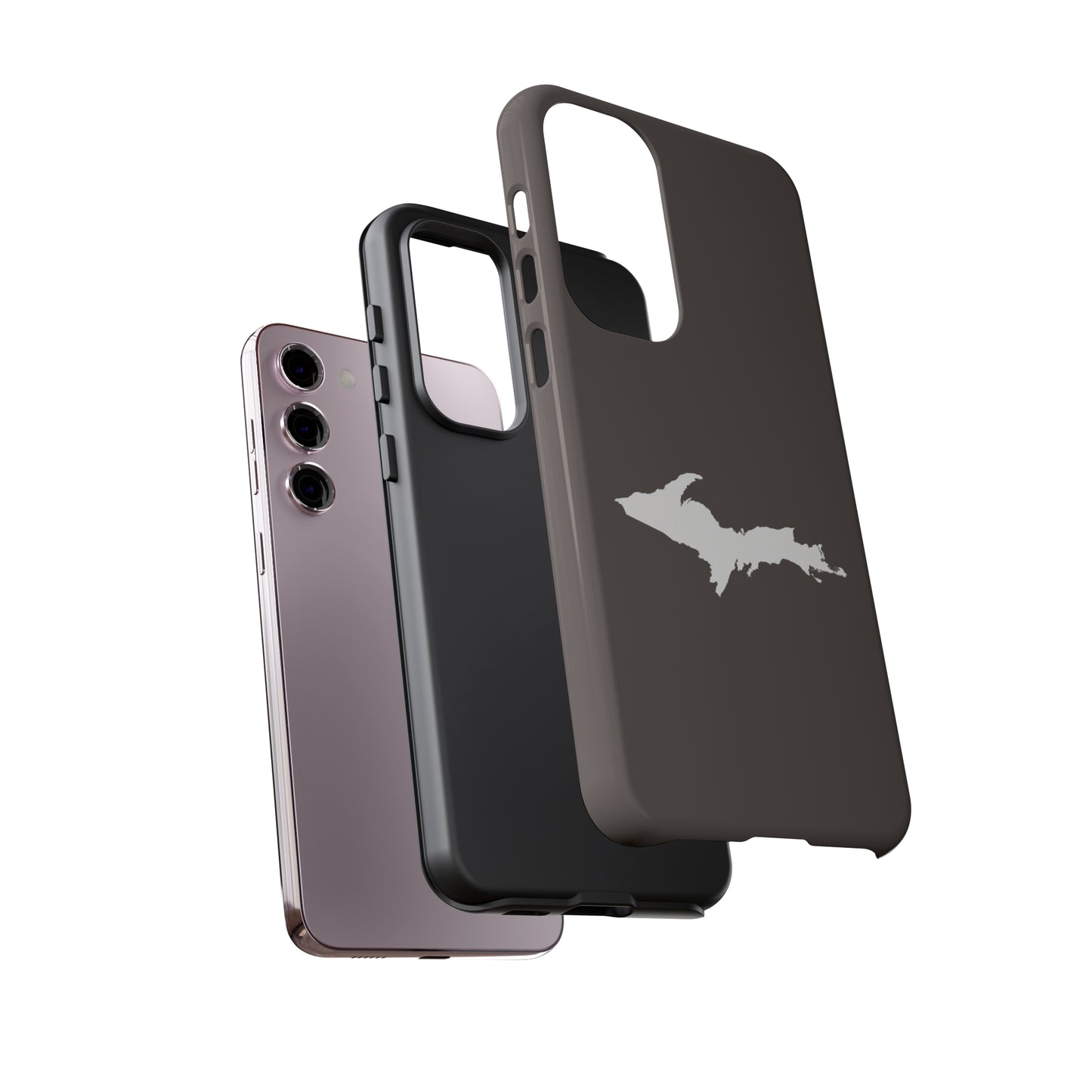 Michigan Upper Peninsula Tough Phone Case (Warren Tank Grey w/ UP Outline) | Samsung & Pixel Android