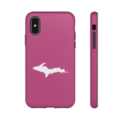 Michigan Upper Peninsula Tough Phone Case (Apple Blossom Pink w/ UP Outline) | Apple iPhone