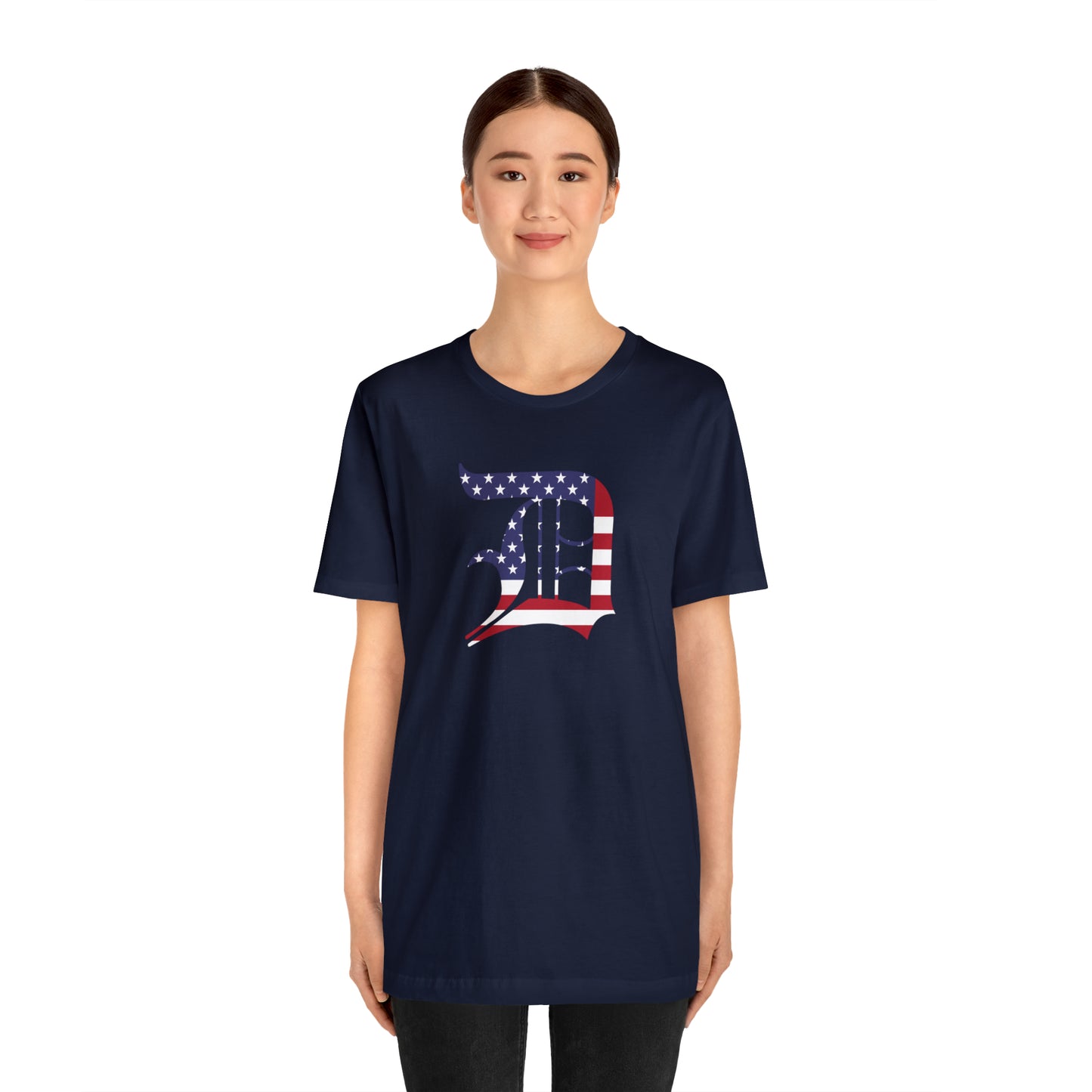 Detroit 'Old English D' T-Shirt (Patriotic Edition) | Unisex Standard