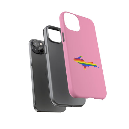 Michigan Upper Peninsula Tough Phone Case ('67 Pink Caddie w/ UP Pride Flag Outline) | Apple iPhone