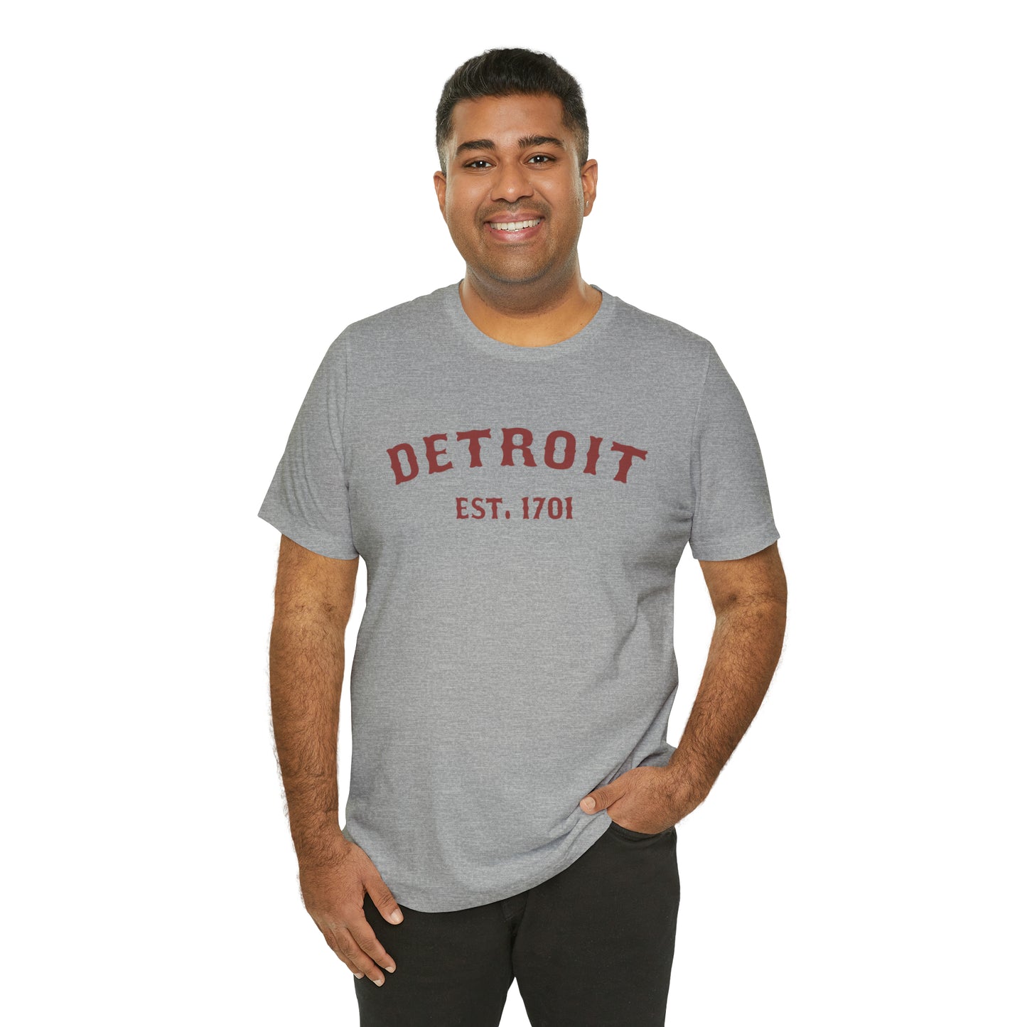 Detroit EST. 1701' T-Shirt (Ore Dock Red Ballpark Font) | Unisex Standard