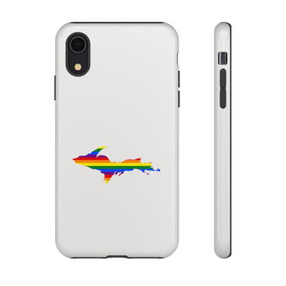 Michigan Upper Peninsula Tough Phone Case (Birch Bark White w/ UP Pride Flag Outline) | Apple iPhone