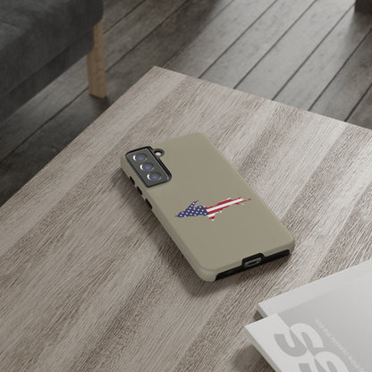 Michigan Upper Peninsula Tough Phone Case (Petoskey Stone Beige w/ UP USA Flag Outline) | Samsung & Pixel Android