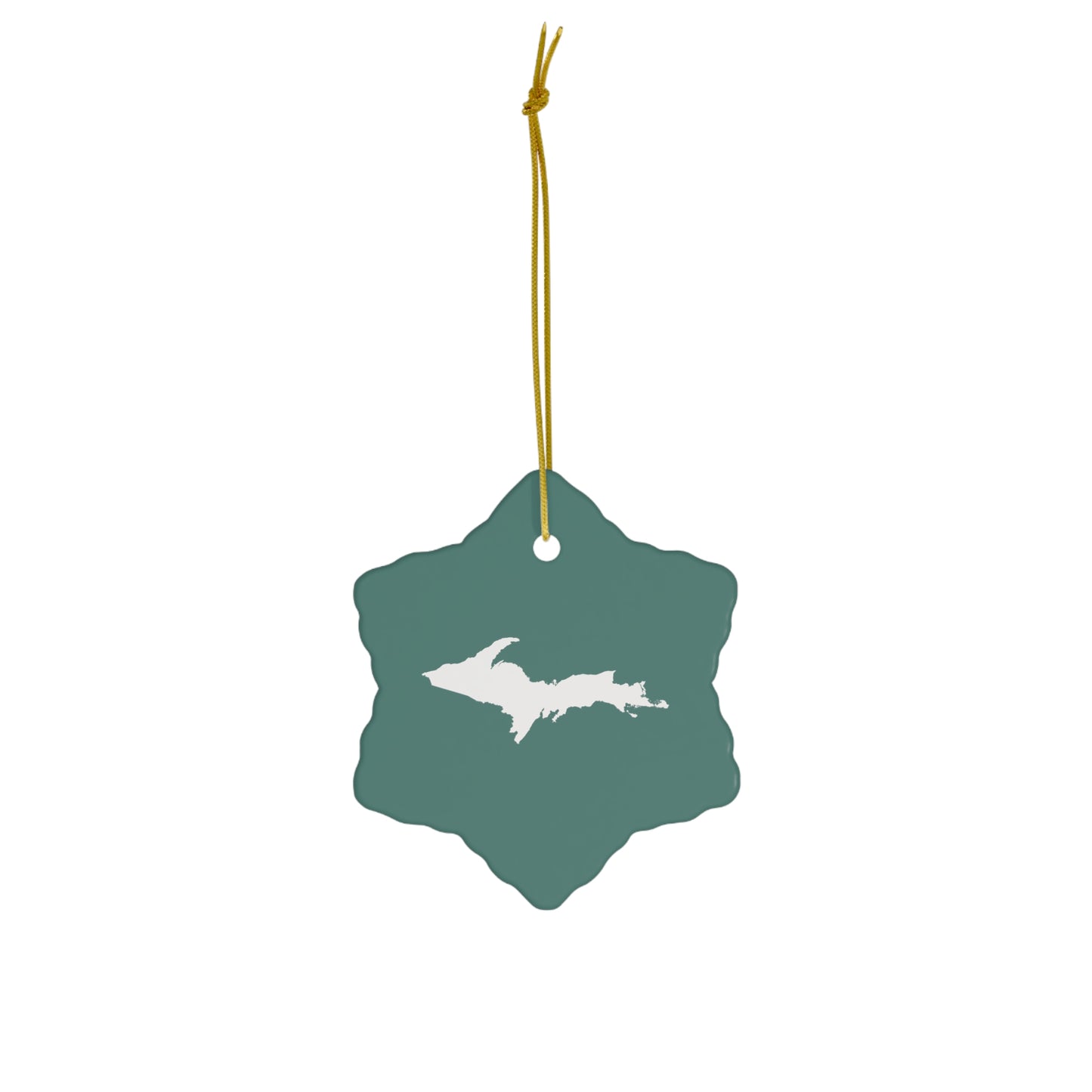 Michigan Upper Peninsula Christmas Ornament (Copper Green) | Ceramic - 4 Shapes