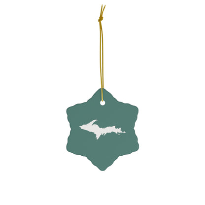 Michigan Upper Peninsula Christmas Ornament (Copper Green) | Ceramic - 4 Shapes