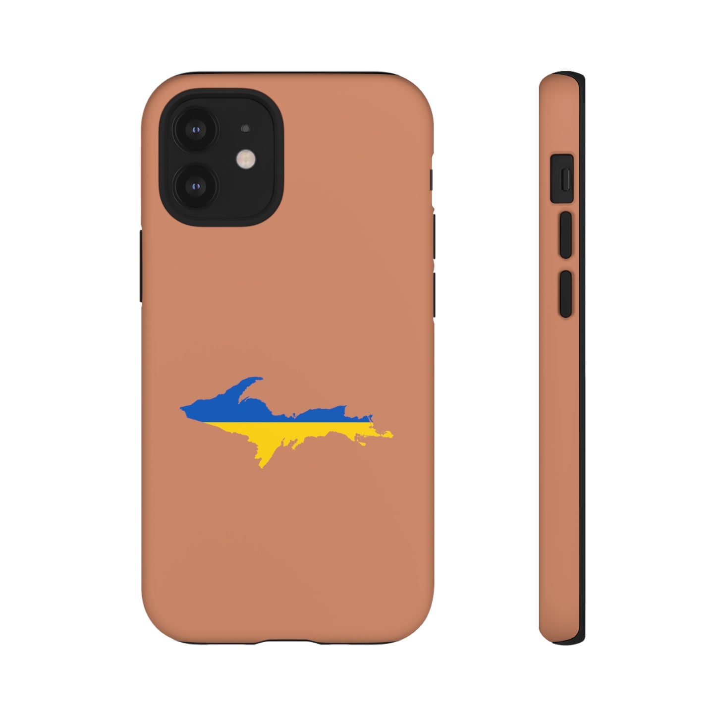 Michigan Upper Peninsula Tough Phone Case (Copper Color w/ UP Ukraine Flag Outline) | Apple iPhone