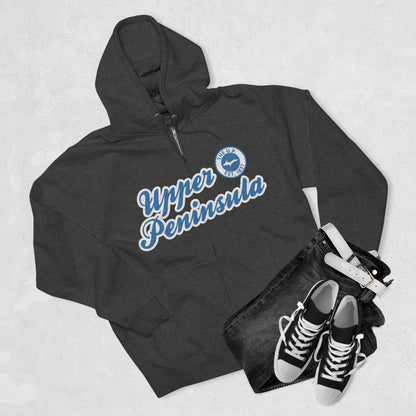 Upper Peninsula EST 1837' Hoodie (Lake Superior Blue Script Font) | Unisex Full Zip