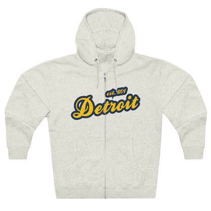 Detroit EST 1701' Hoodie (Gold/Navy Script Font) | Unisex Full Zip