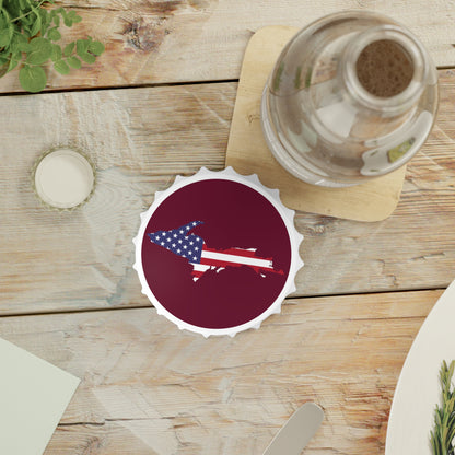 Michigan Upper Peninsula Bottle Opener (w/ UP USA Flag ) | Old Mission Burgundy